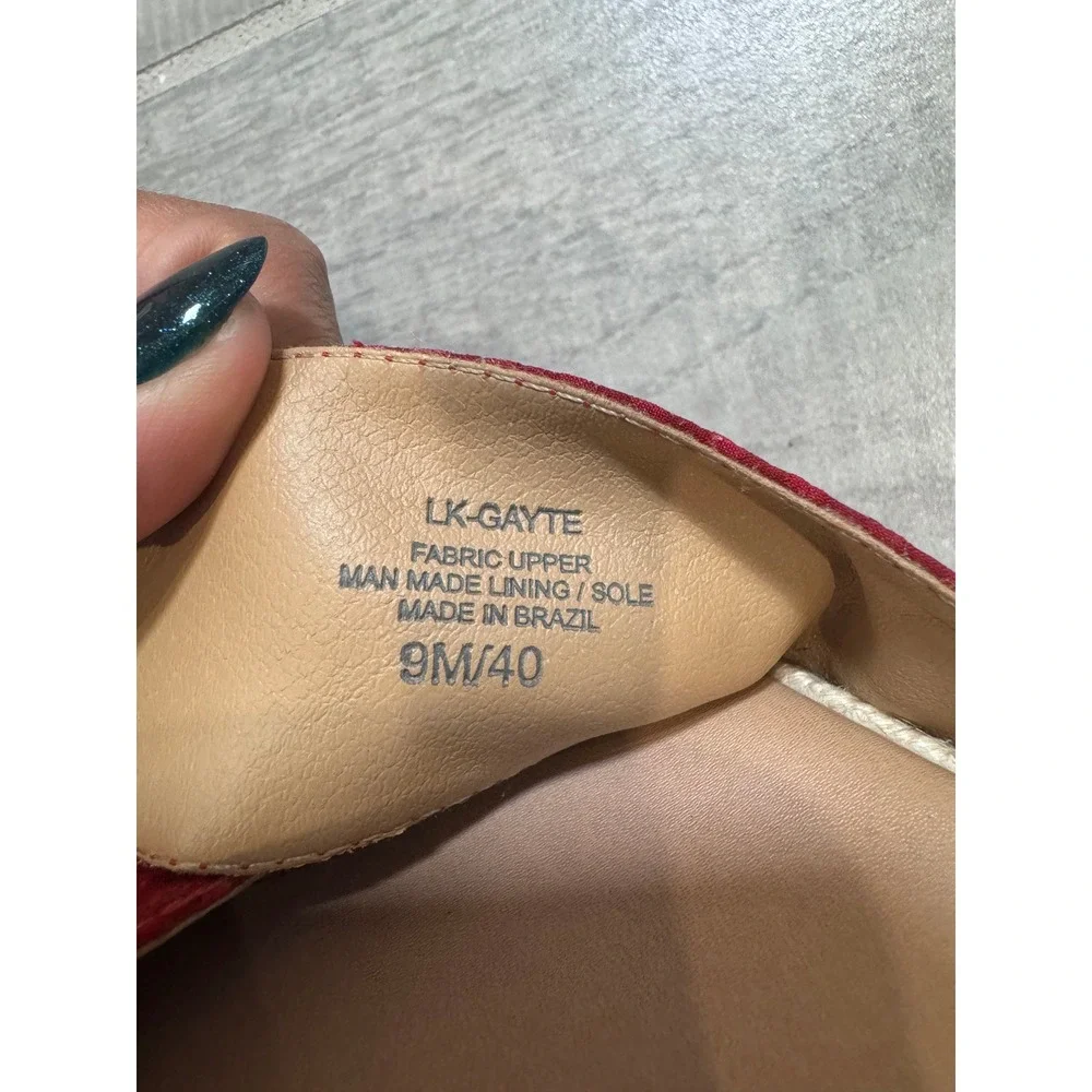 Lucky Brand Gayte Sandals Womens 9M Red Gingham Espadrille Platform Slide